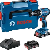 Bosch GSR 18V-45 akku-boremaskine med batteri, oplader og kuffert.